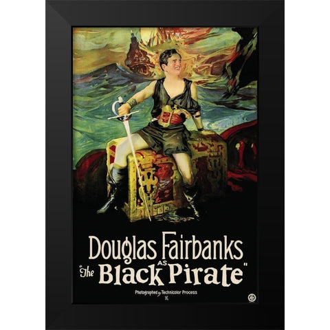 Movie Poster: Douglas Fairbanks - The Black Pirate Black Modern Wood Framed Art Print by Illustrator, Unknown 20th Century American