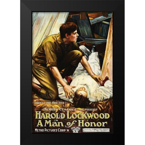Movie Poster: Harold Lockwood - A Man of Honor Black Modern Wood Framed Art Print by Illustrator, Unknown 20th Century American