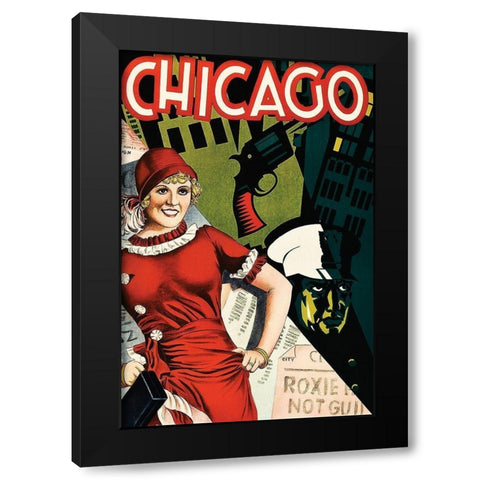 Movie Poster: Chicago Black Modern Wood Framed Art Print by Illustrator, Unknown 20th Century American