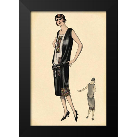 Elegance in Black Black Modern Wood Framed Art Print by Vintage Fashion