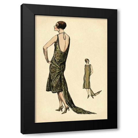 In Pearls Black Modern Wood Framed Art Print with Double Matting by Vintage Fashion