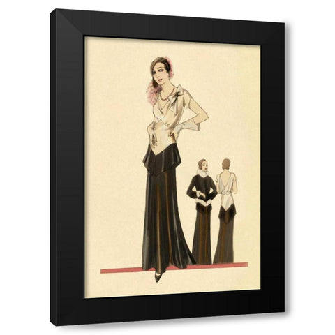 Eveningwear in Black and White Black Modern Wood Framed Art Print with Double Matting by Vintage Fashion