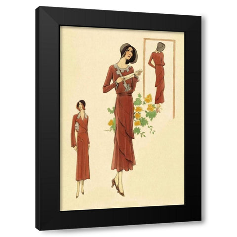 Dainty Fashions in Red Black Modern Wood Framed Art Print by Vintage Fashion