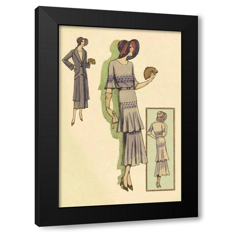 Springtime Dress in Lavender Black Modern Wood Framed Art Print by Vintage Fashion