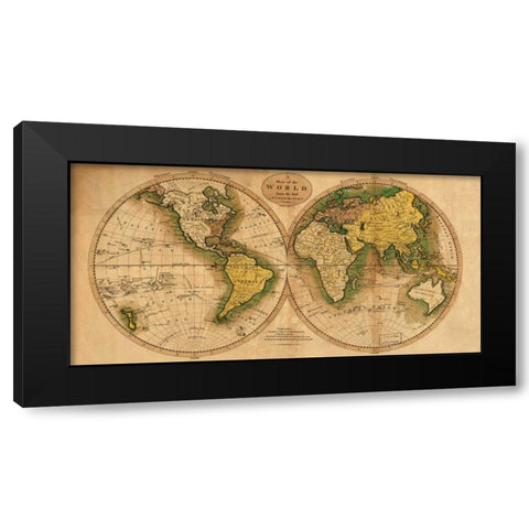 World Map Black Modern Wood Framed Art Print with Double Matting by Carey, Matthew