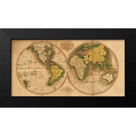 World Map Black Modern Wood Framed Art Print by Carey, Matthew