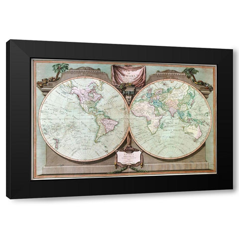 Imperial Sheet Atlas Black Modern Wood Framed Art Print with Double Matting by Robert Laurie and James Whittle,