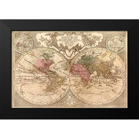 World Map Prepared for then French King Black Modern Wood Framed Art Print by De LIsle, Guillaume