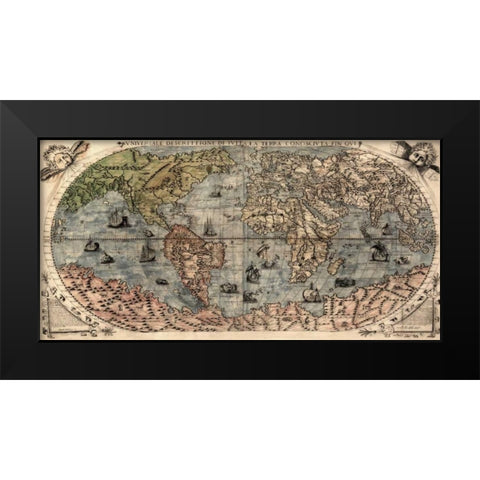 Universal Description of the Whole World Black Modern Wood Framed Art Print by Forlani, Paolo