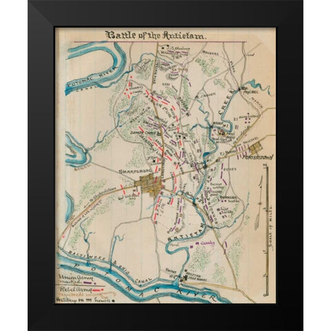 Battle of Antietam or Sharpsburg #1 Black Modern Wood Framed Art Print by Unknown