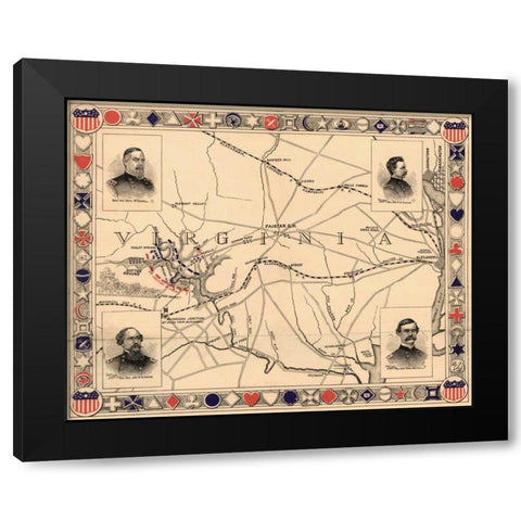 First Battle of Bull Run - Manassas Black Modern Wood Framed Art Print with Double Matting by Unknown