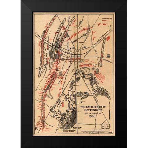 Battle of Gettysburg #1 Black Modern Wood Framed Art Print by Unknown