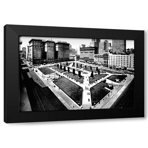 Union Square, San Francisco, CA Black Modern Wood Framed Art Print with Double Matting by Vintage San Francisco