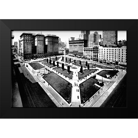 Union Square, San Francisco, CA Black Modern Wood Framed Art Print by Vintage San Francisco