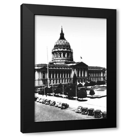 City Hall, San Francisco, CA Black Modern Wood Framed Art Print with Double Matting by Vintage San Francisco
