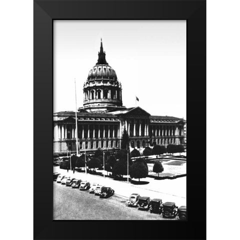 City Hall, San Francisco, CA Black Modern Wood Framed Art Print by Vintage San Francisco