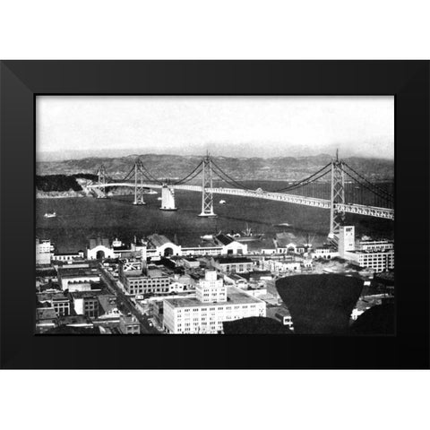 Oakland Bay Bridge, San Francisco, CA #2 Black Modern Wood Framed Art Print by Vintage San Francisco