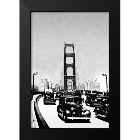 The Golden Gate Bridge, San Francisco, CA Black Modern Wood Framed Art Print by Vintage San Francisco