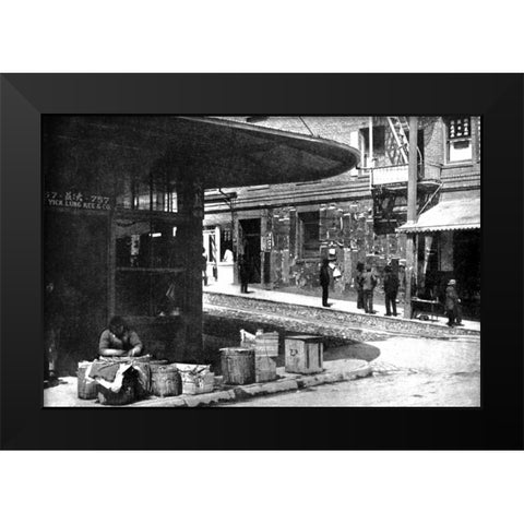 Old Chinatown, San Francisco, CA Black Modern Wood Framed Art Print by Vintage San Francisco