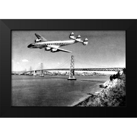 Leaving San Francisco Black Modern Wood Framed Art Print by Vintage San Francisco