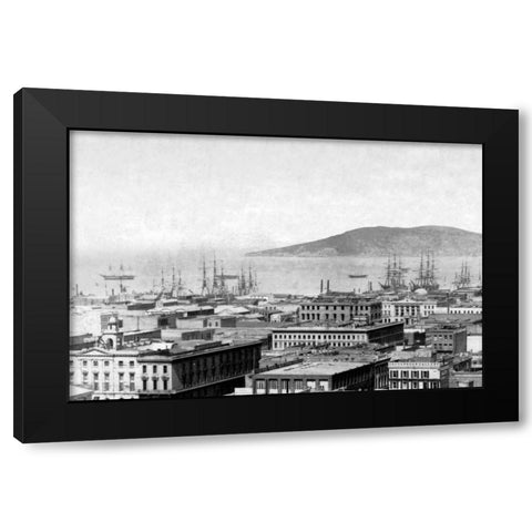 City Bay View, San Francisco, CA Black Modern Wood Framed Art Print by Vintage San Francisco