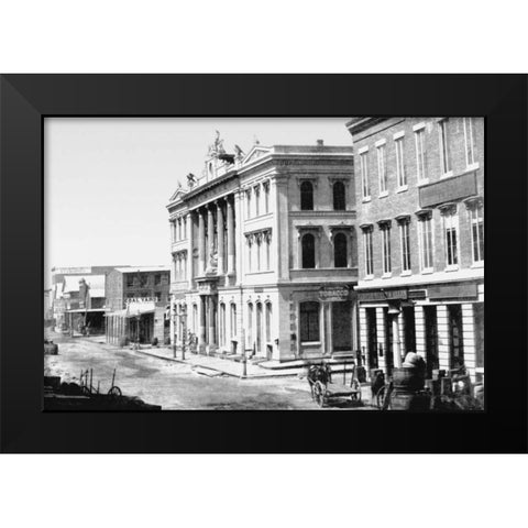 Merchants  Exchange, San Francisco, CA Black Modern Wood Framed Art Print by Vintage San Francisco