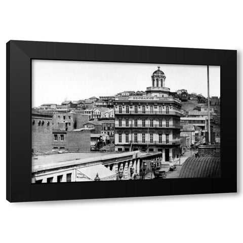 Montgomery St., San Francisco, CA Black Modern Wood Framed Art Print by Vintage San Francisco