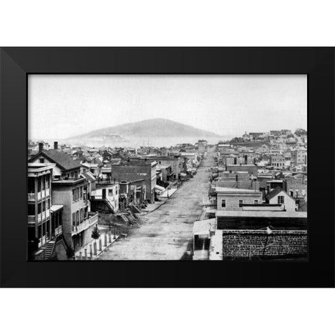Stockton St., San Francisco, CA Black Modern Wood Framed Art Print by Vintage San Francisco
