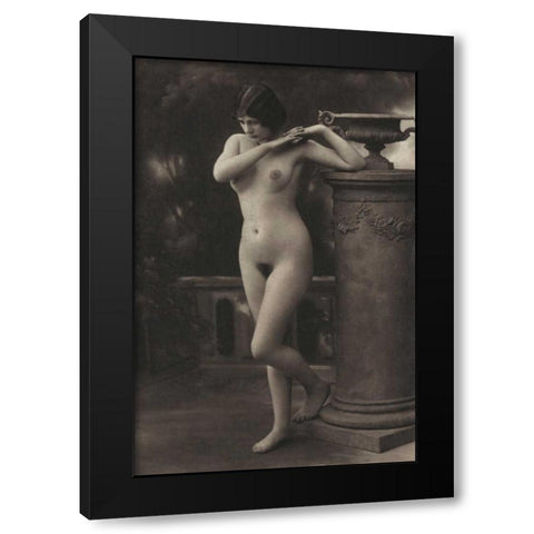 Figure, Column, Vase Black Modern Wood Framed Art Print by Vintage Nudes