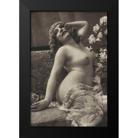 Voluptuousness Black Modern Wood Framed Art Print by Vintage Nudes