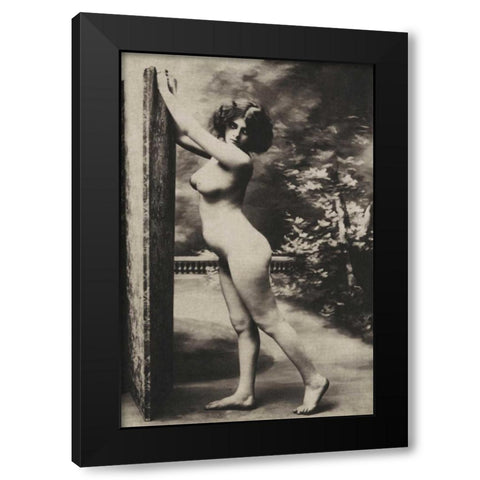 The Garden Windbreak Black Modern Wood Framed Art Print with Double Matting by Vintage Nudes