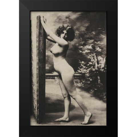 The Garden Windbreak Black Modern Wood Framed Art Print by Vintage Nudes