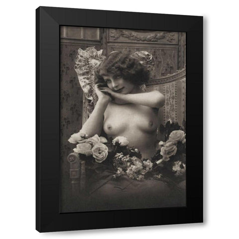 A Look of Enchantment Black Modern Wood Framed Art Print by Vintage Nudes