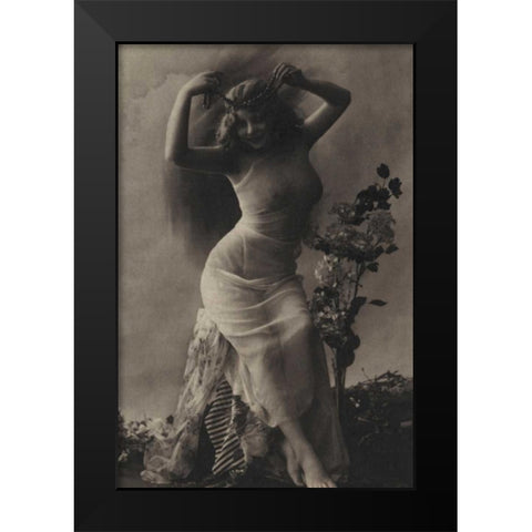 The Pearl Diadem Black Modern Wood Framed Art Print by Vintage Nudes