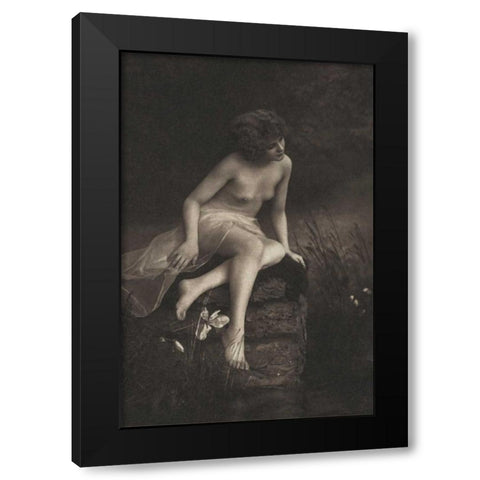 Beside the Pond Black Modern Wood Framed Art Print with Double Matting by Vintage Nudes
