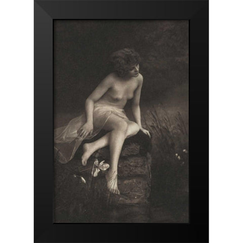 Beside the Pond Black Modern Wood Framed Art Print by Vintage Nudes