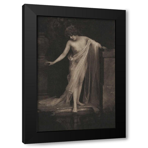 Beside the Swimming Pool Black Modern Wood Framed Art Print by Vintage Nudes