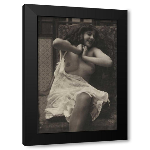 Sudden Joy Black Modern Wood Framed Art Print by Vintage Nudes
