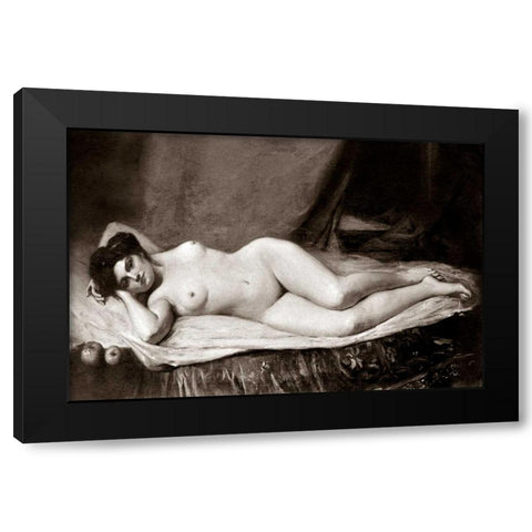 Sensuality Black Modern Wood Framed Art Print by Vintage Nudes