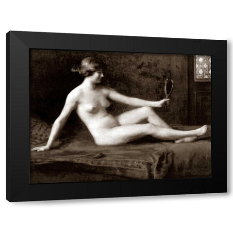 Admiring Herself Black Modern Wood Framed Art Print with Double Matting by Vintage Nudes