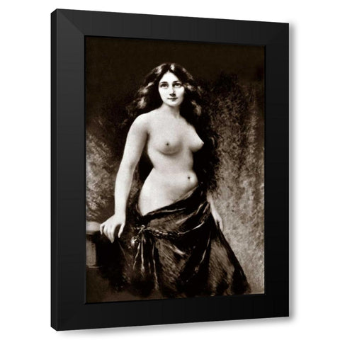 Nude in Drapery Black Modern Wood Framed Art Print by Vintage Nudes