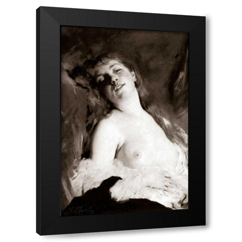 An Inviting Nude Black Modern Wood Framed Art Print by Vintage Nudes