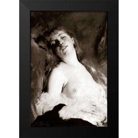An Inviting Nude Black Modern Wood Framed Art Print by Vintage Nudes