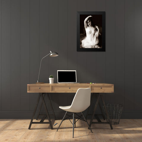 A Long-Haired Nude Black Modern Wood Framed Art Print by Vintage Nudes