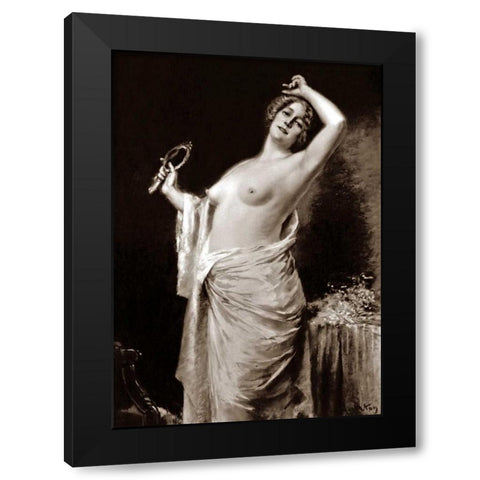 Vanity Black Modern Wood Framed Art Print by Vintage Nudes