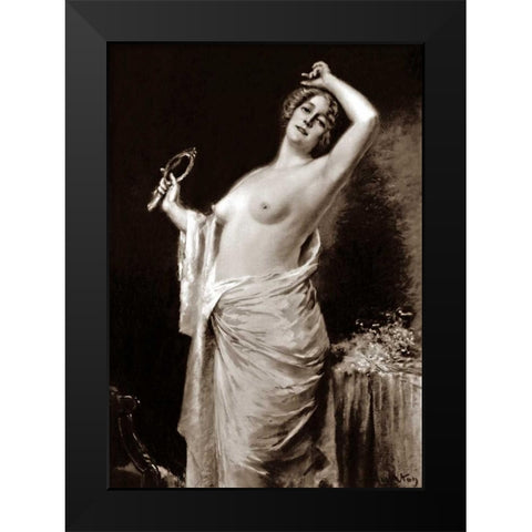 Vanity Black Modern Wood Framed Art Print by Vintage Nudes