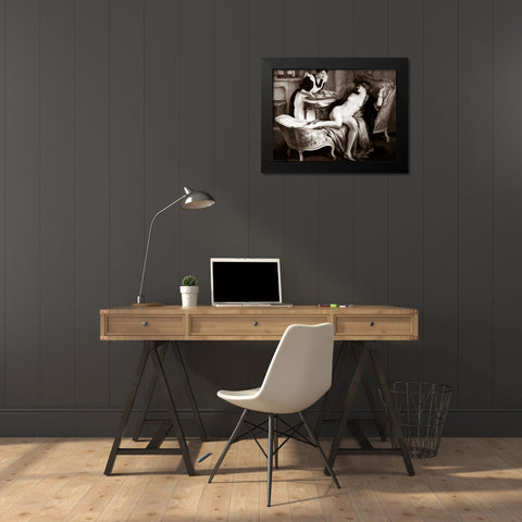 In Her Quarters Black Modern Wood Framed Art Print by Vintage Nudes