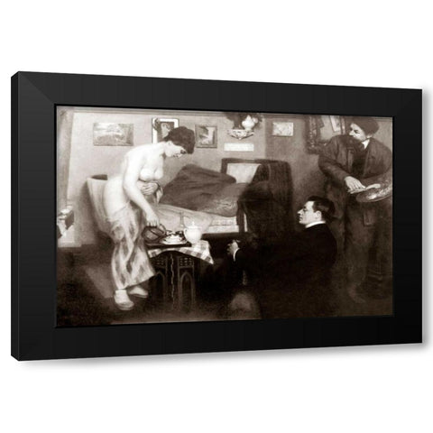 In the Studio Black Modern Wood Framed Art Print by Vintage Nudes