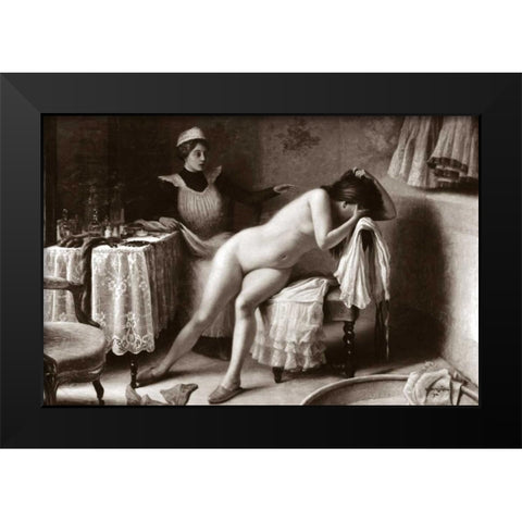 Crying Nude Black Modern Wood Framed Art Print by Vintage Nudes