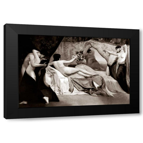 The Boudoir Black Modern Wood Framed Art Print with Double Matting by Vintage Nudes
